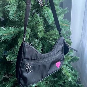 Bird by Juicy Couture Black Shoulder Bag with Pink Heart